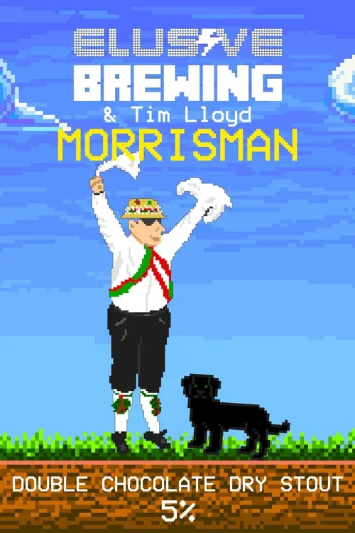 Beer label from Elusive Brewing's Morrisman, a collaboration with Tim